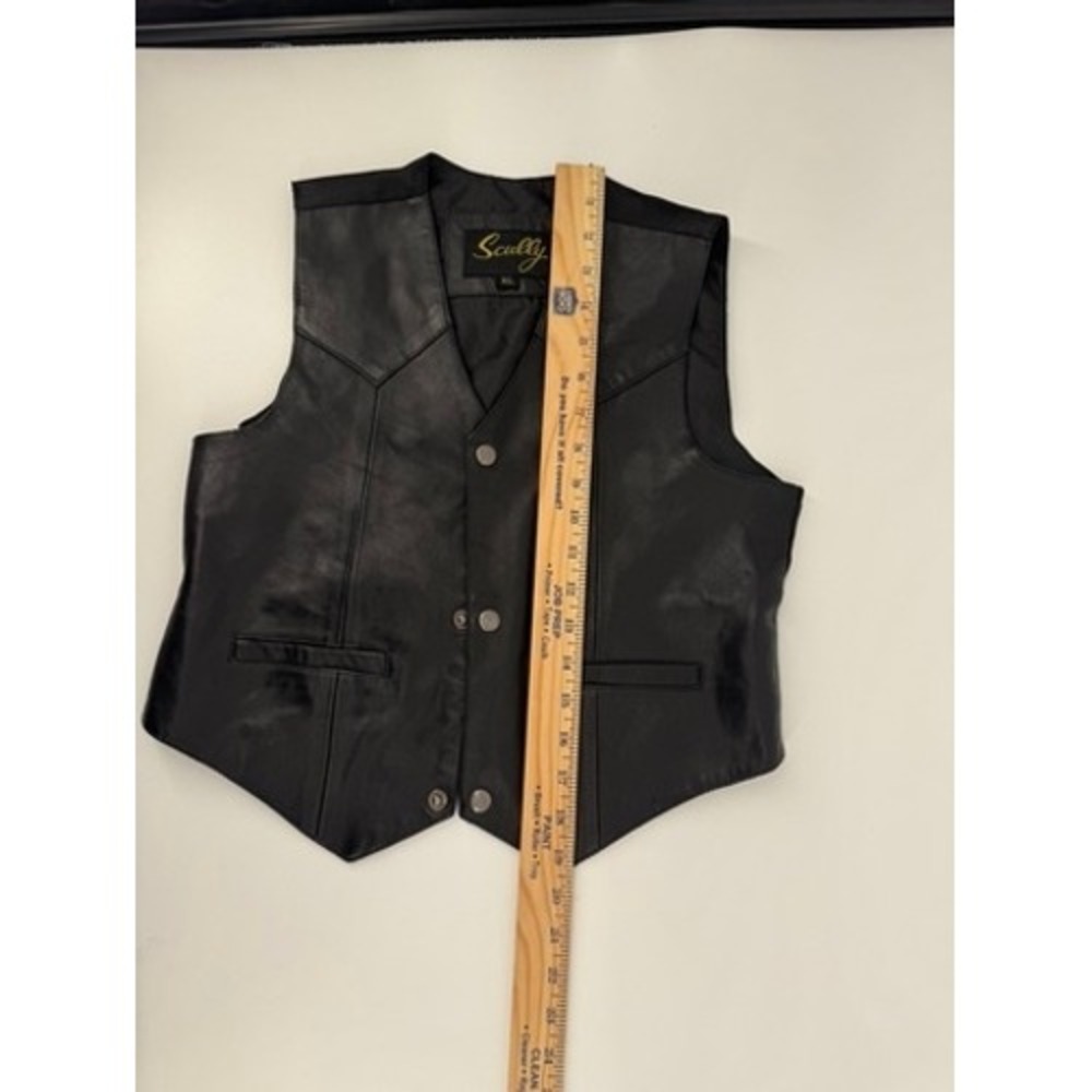 Scully Leather Vest Women XL Black‎ Western Oklahoma State Seal Buttons Cinch - Picture 12 of 12